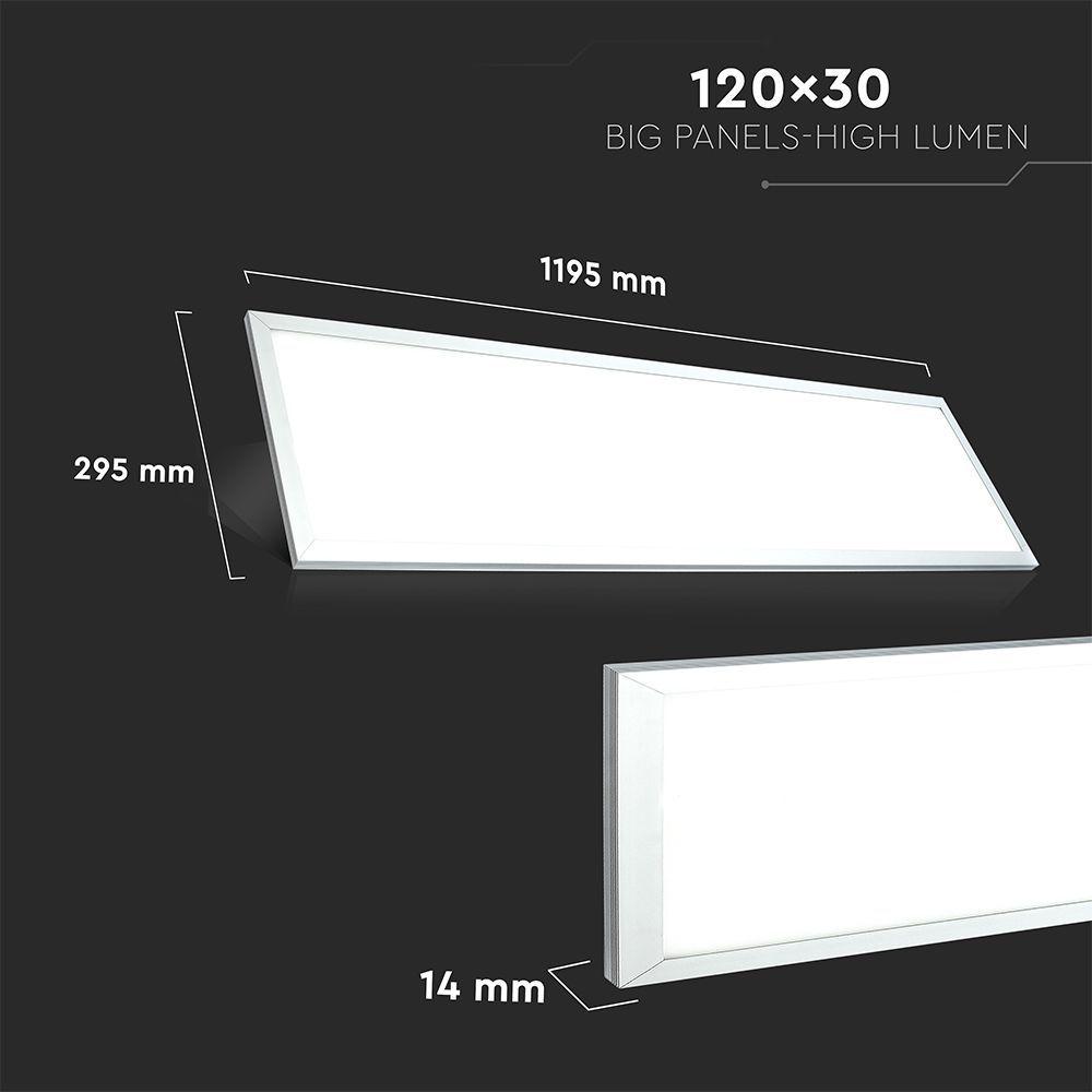 29W Panel LED 1200x300mm, Barwa:3000K, HIGH LUMEN, Opakowanie: 6szt., VTAC, SKU 216256