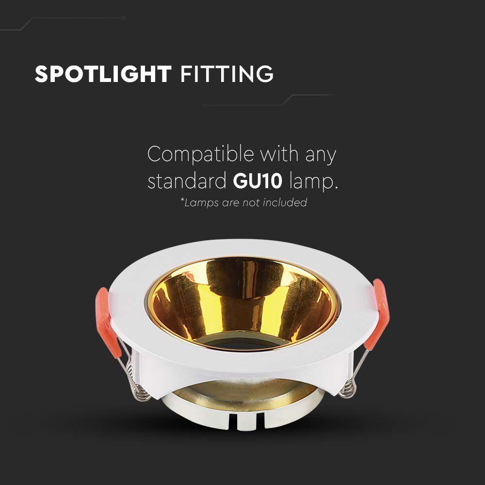 VT-931 GU10 FITTING ROUND WHITE FRAME+GOLD REFLECTOR