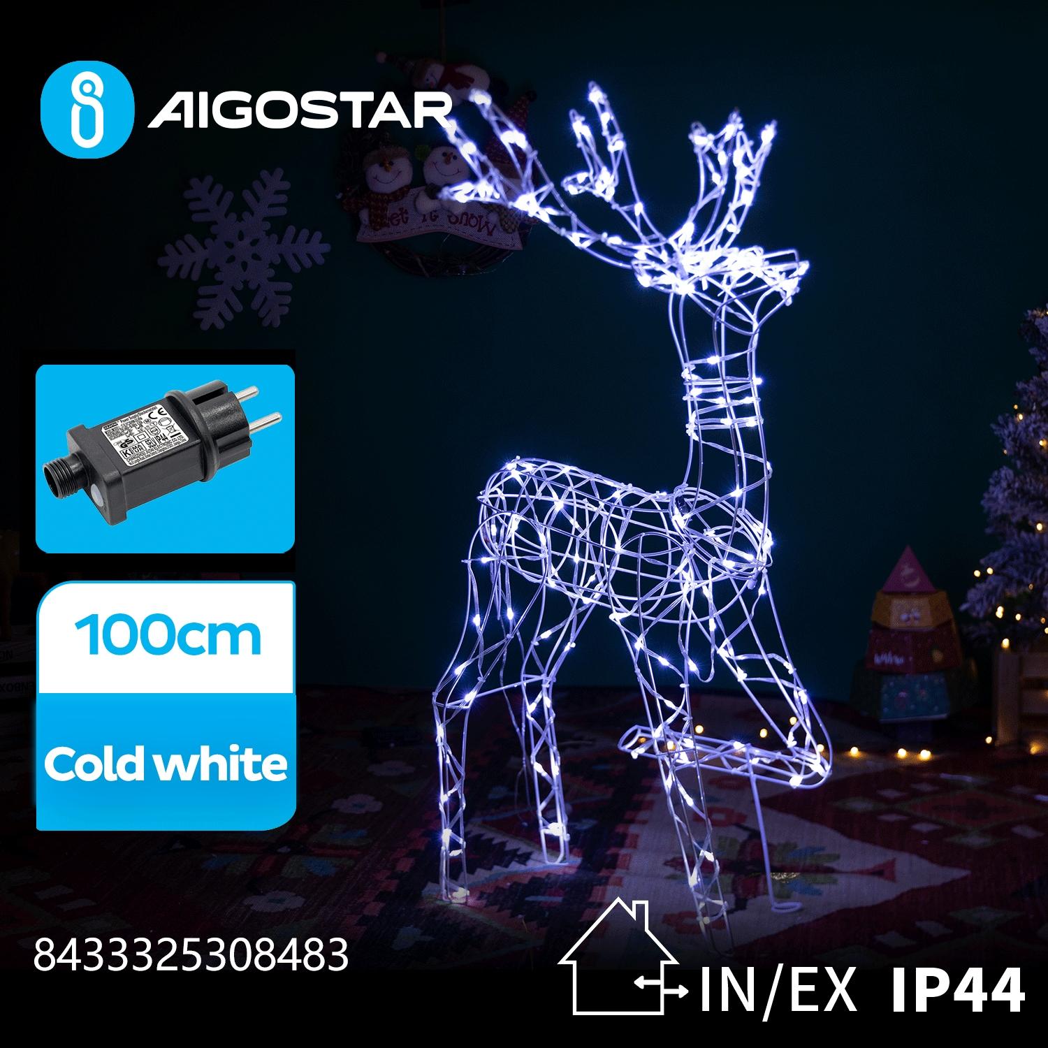 Low voltage Christmas reindeers light, cold white, 105cm