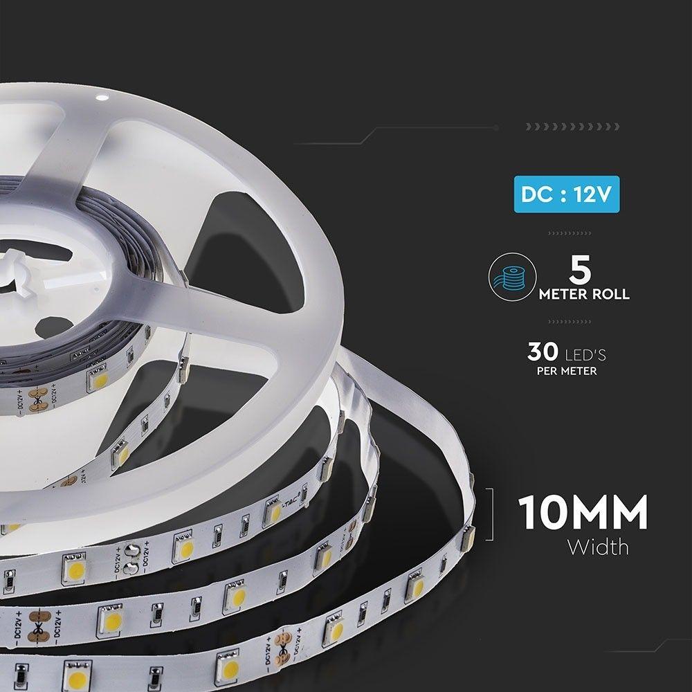 VT-5050-30 4.8W/M LED STRIP LIGHT 6000K IP20 (5M/ROLL)(PRICE PER M)