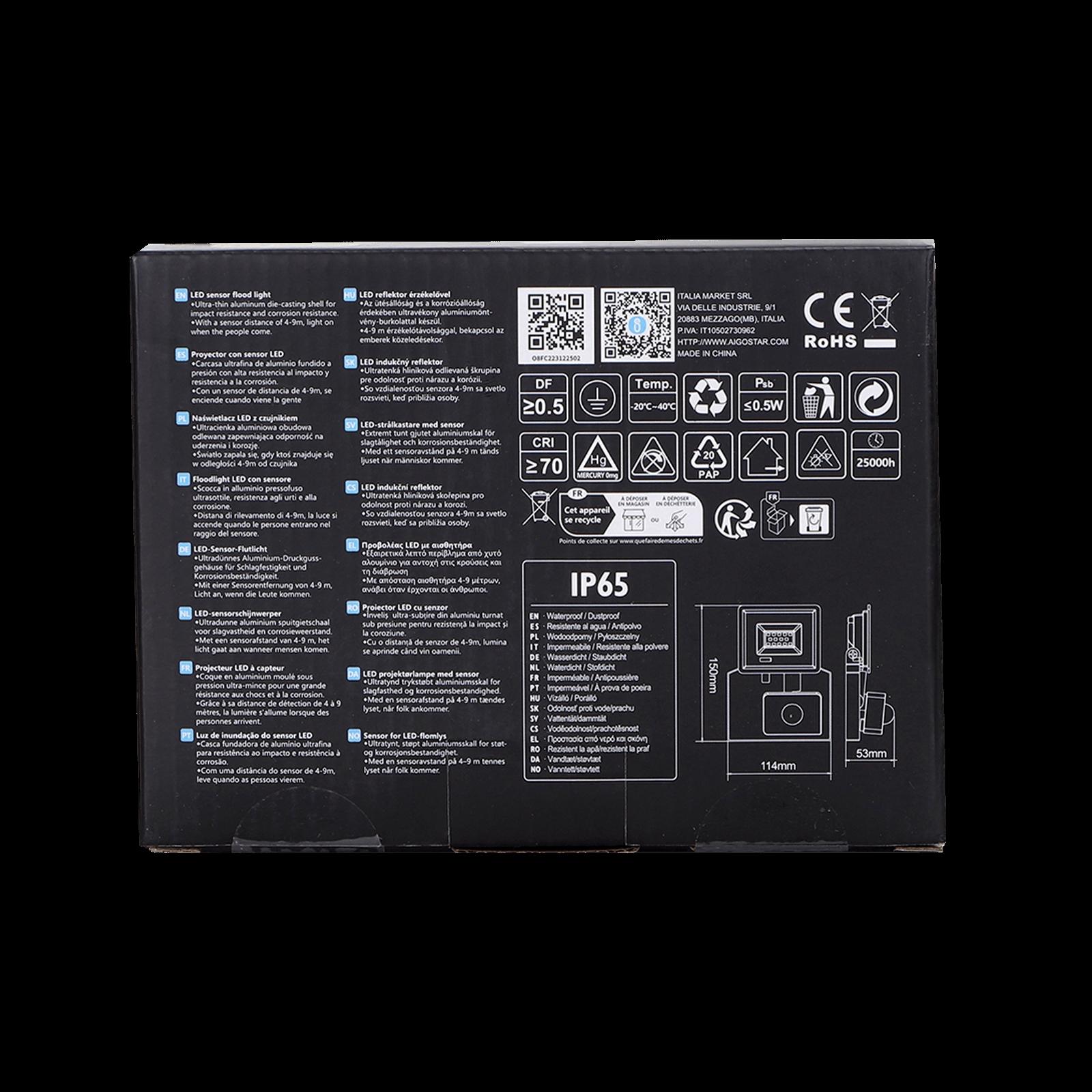 LED sensor floodlight 10W 4000K