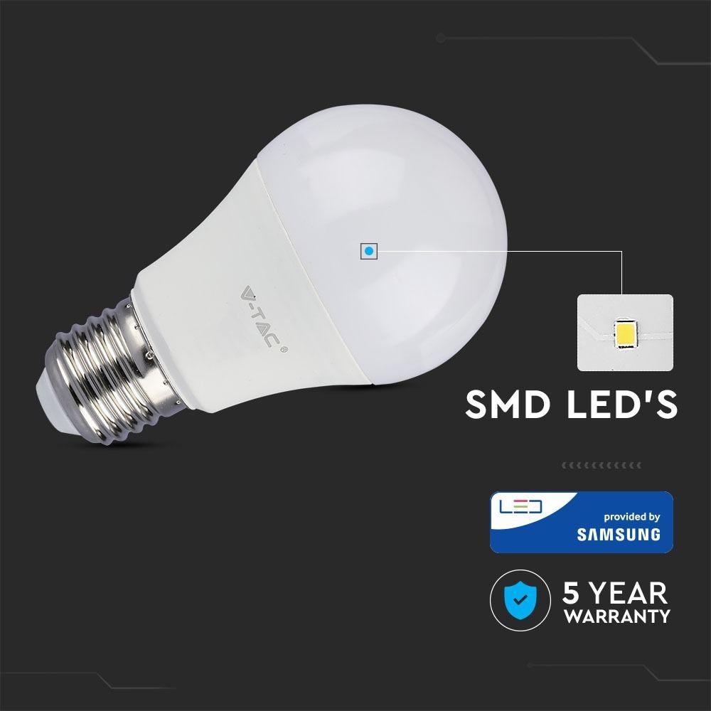 9W A58 Żarówka LED, Chip SAMSUNG, Barwa:6400K, Trzonek:E27, VTAC, SKU 230