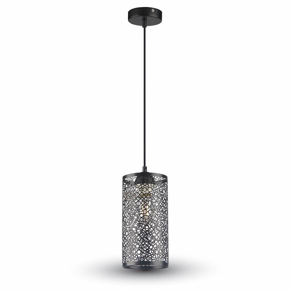 VT-7131 MATT BLACK PENDANT LIGHT WITH BLACK CANOPY-E27