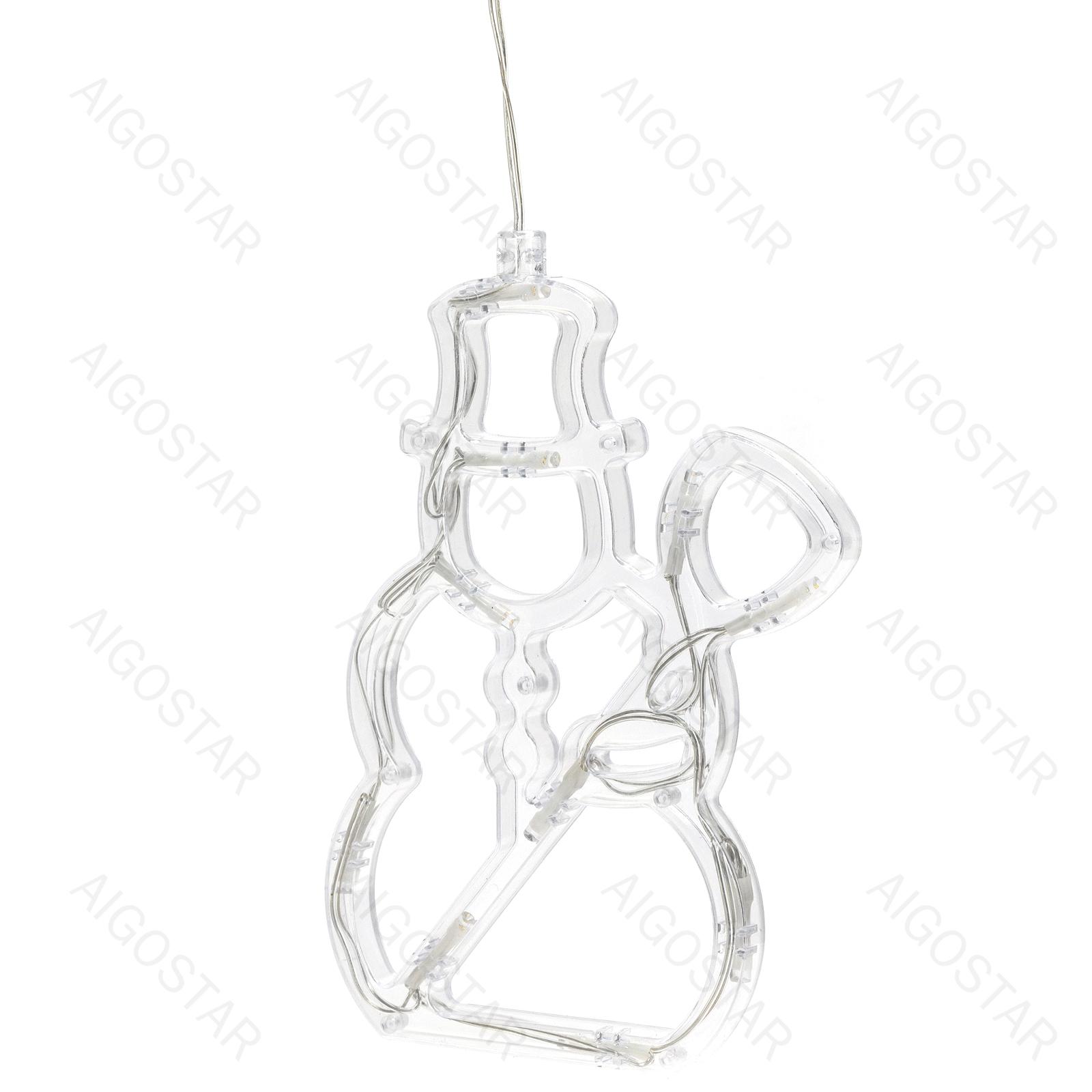 Battery powered pendant with suction cup snowman shaped, warm white