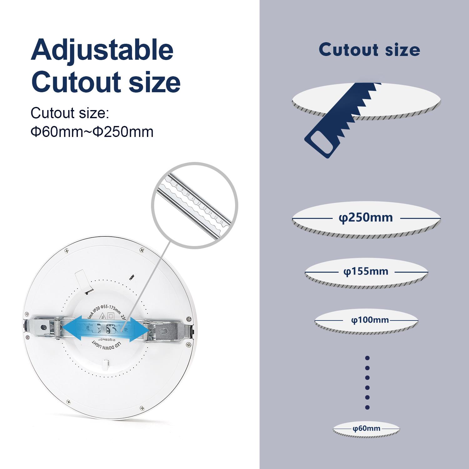 Downlight okrągły LED E6 24W Regulowana wielkość i temperatura koloru (24W,3000K/4000K/6000K,2200lm)