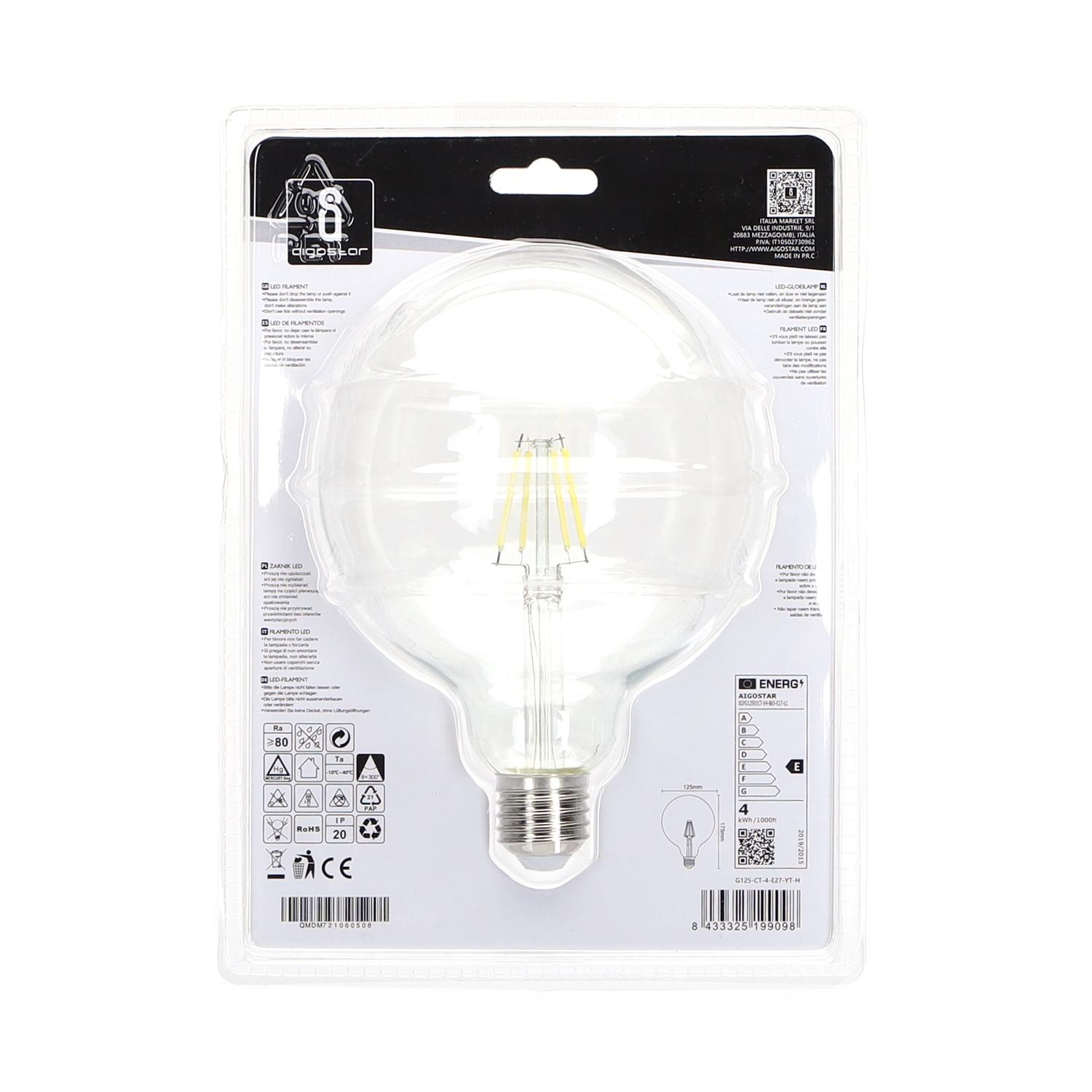 LED Filament Bulb (Clear) G125 E27 4W