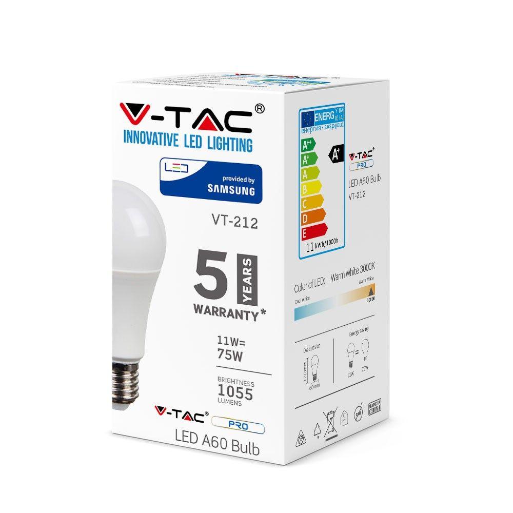 VT-212 11W A60 PLASTIC BULB SAMSUNG CHIP 4000K E27