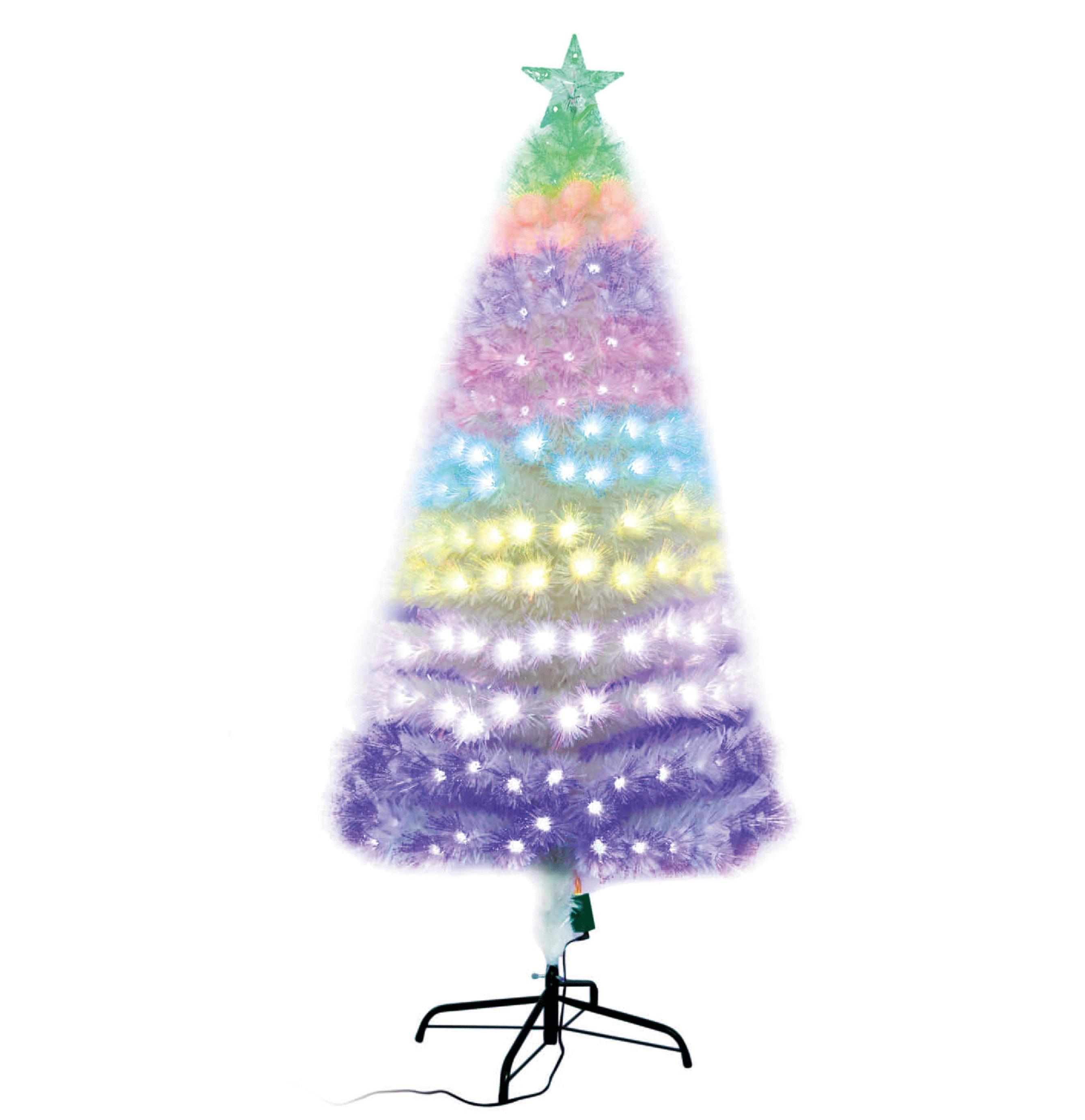 Low-voltage fiber optic tree, 210cm high, RGBY