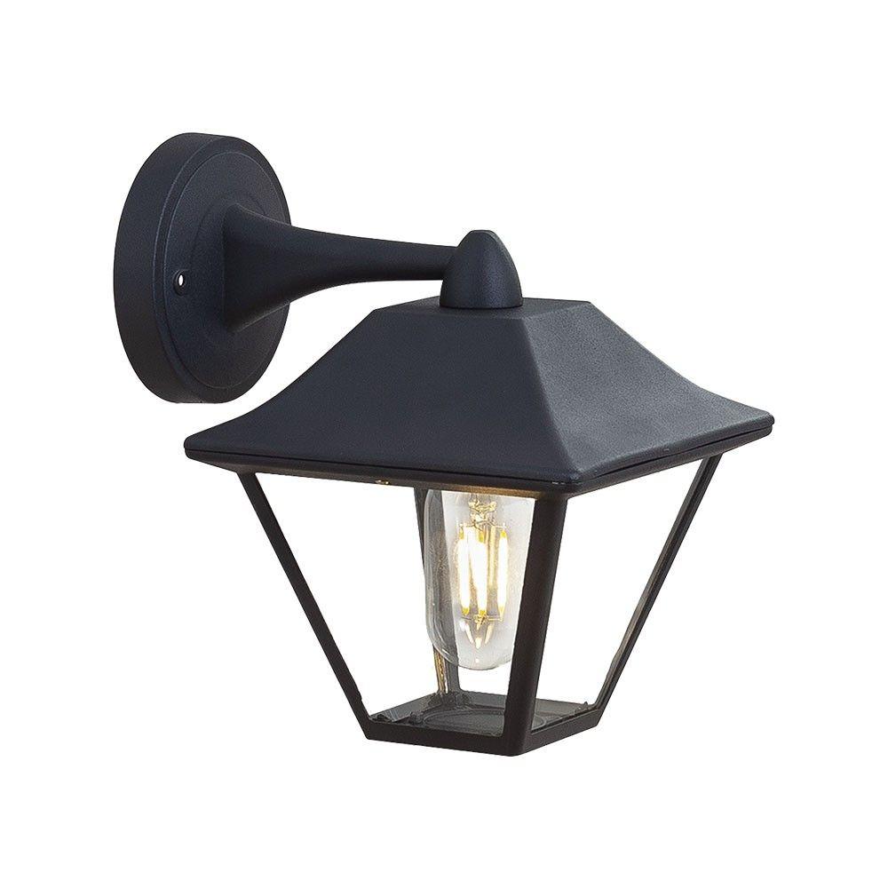 VT-843 E27 WALL LAMP-MATT BLACK CLEAR GLASS