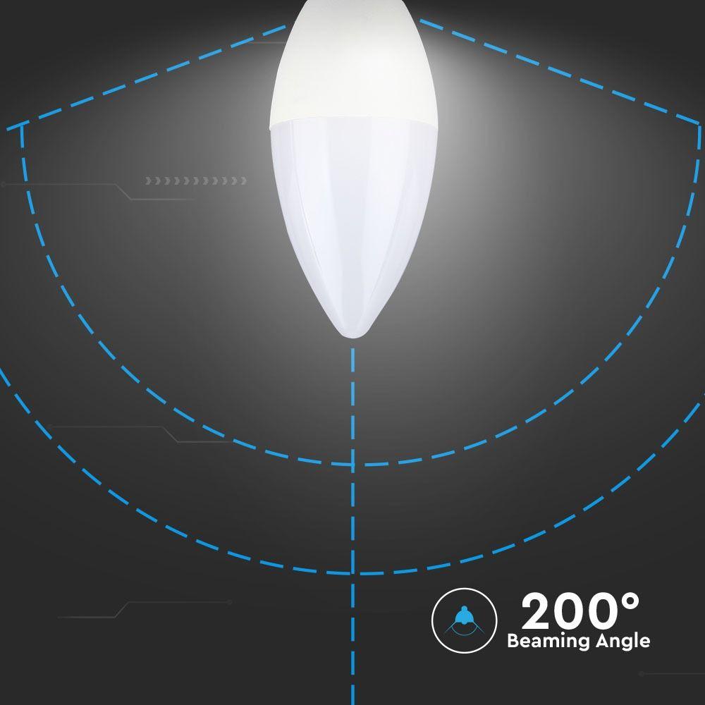 5.5W Żarówka LED C35, Barwa:6400K, Trzonek: E14, VTAC, SKU 42411