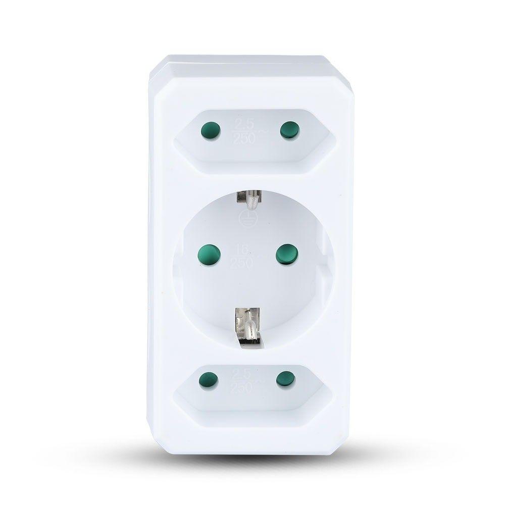 VT-1005-2 ADAPTER WITH 2 EURO-SOCKET (10/16A) 250V-WHITE