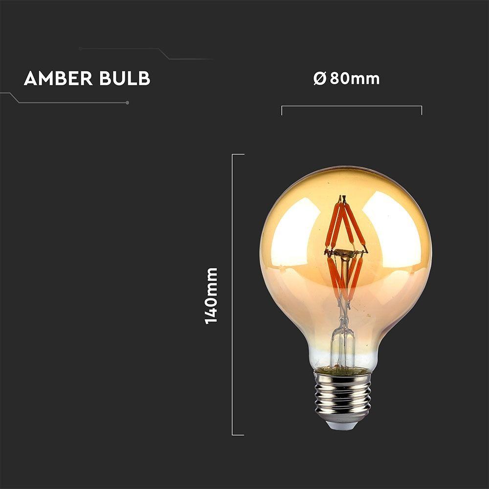 VT-2004 4W G80 LED FILAMENT BULB AMBER GLASS 2200K E27