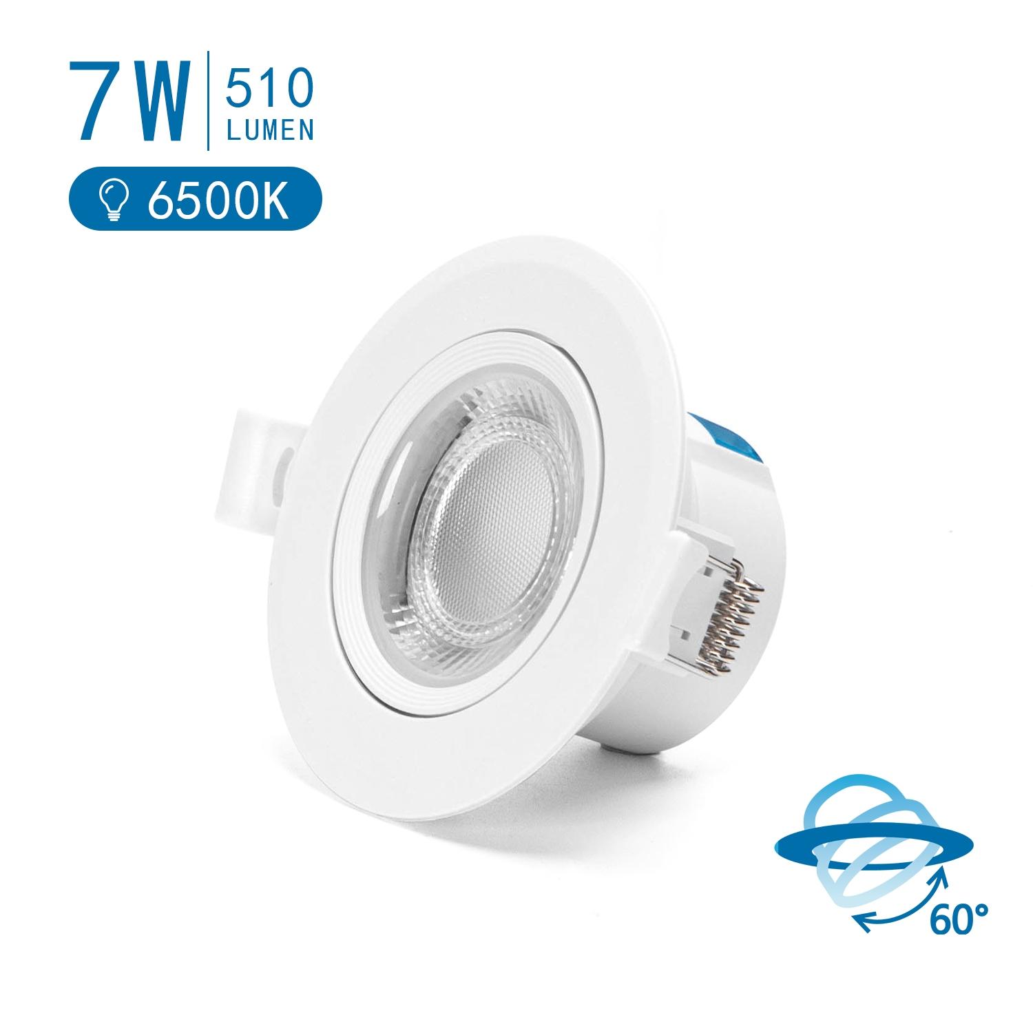 Okrągły downlight podtynkowy LED z regulowanym kątem 7W Światło białe