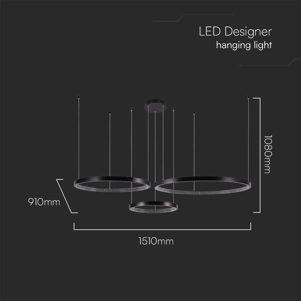 Lampa wisząca LED (40*60*80CM), Barwa: 3000K, Kryształowe akrylowe wnętrze, Obudowa: Czarna    , VTAC, SKU 10054