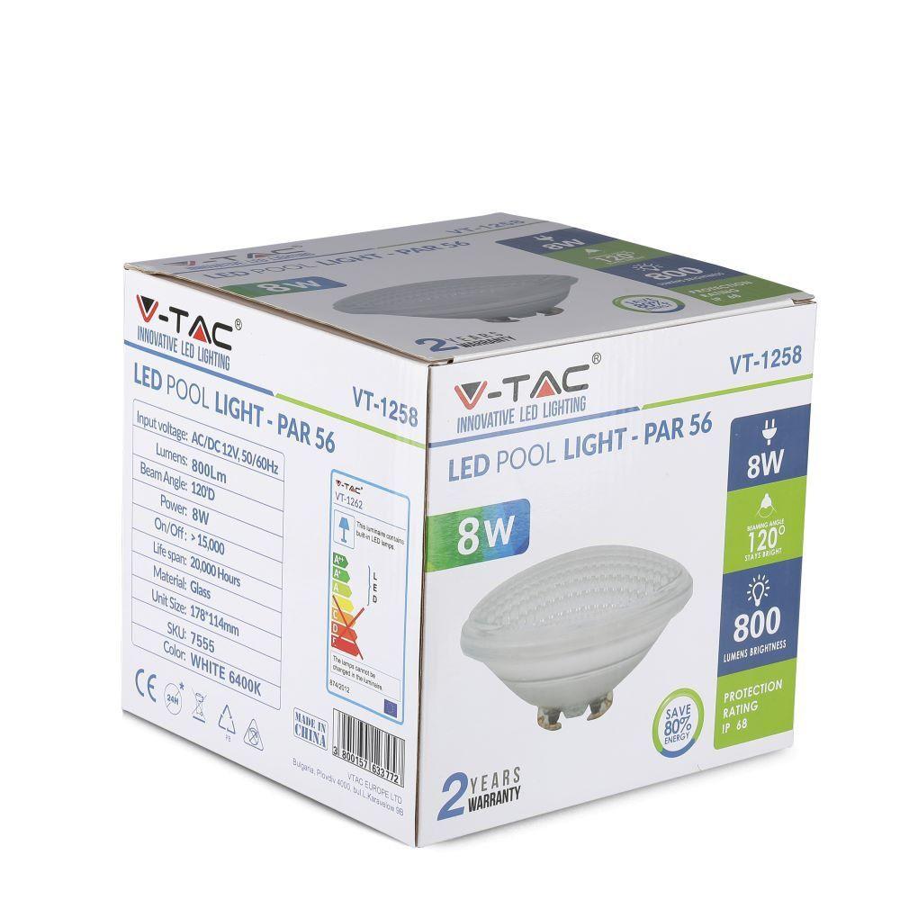 8W Żarówka LED PAR56, Basenowa, Barwa: 6400K, VTAC, SKU 7555