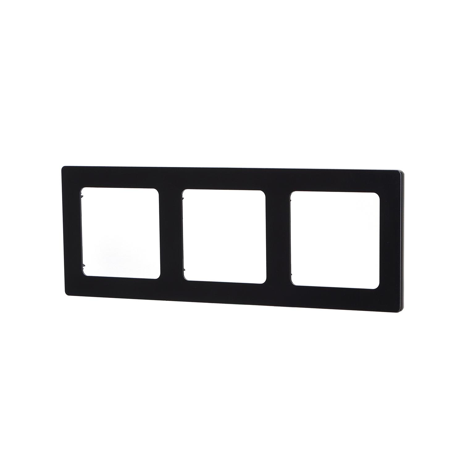 German-French Three Gang Plastic Wall Plate Black