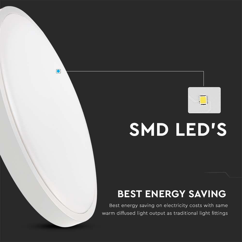 VT-8630 30W LED DOME LIGHT 3000K ROUND WHITE FRAME IP44