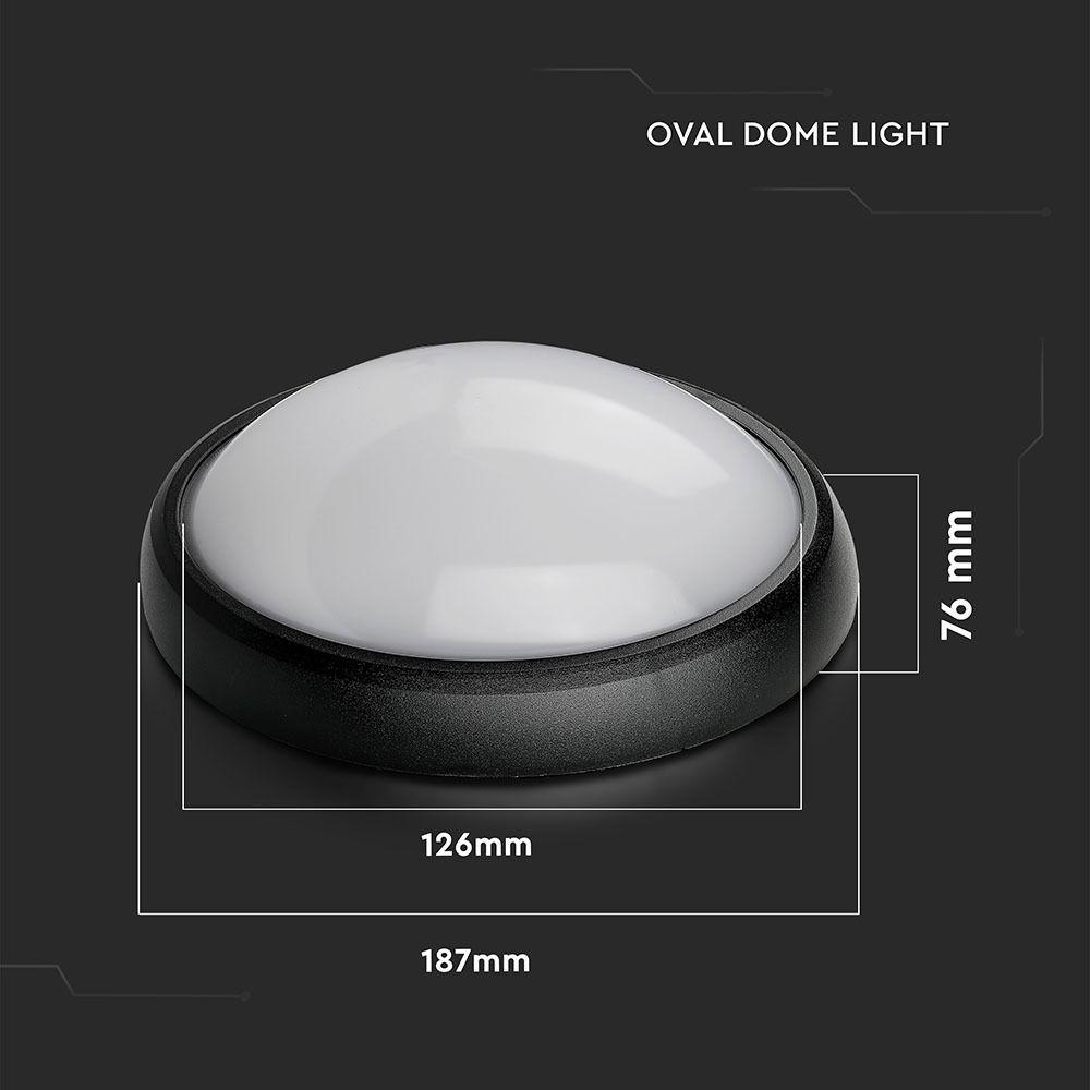 VT-8014 8W FULL OVAL IP54 DOME LIGHTS 6400K BLACK BODY