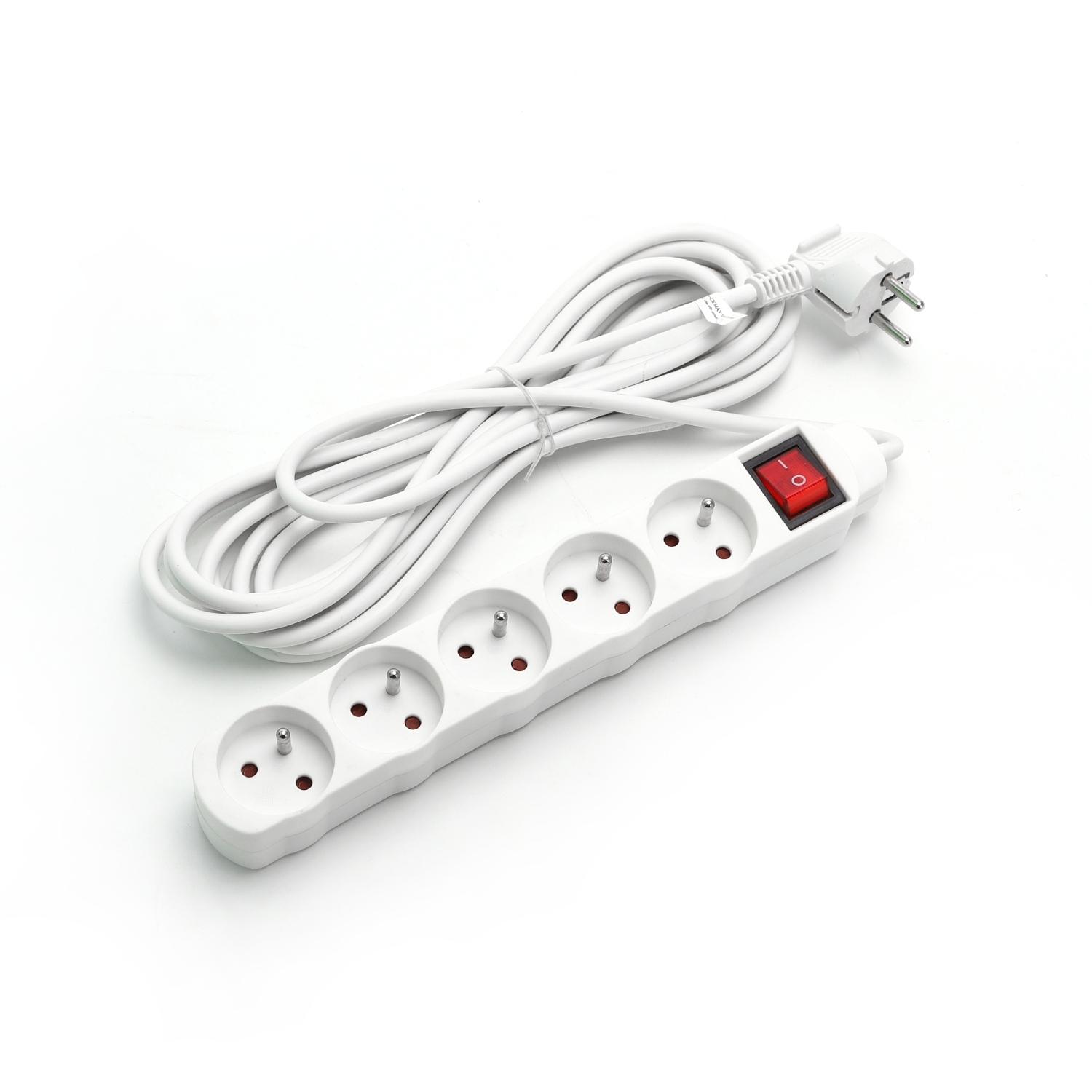 Power strips 5-way 5m H05VV-F 3G1.0m㎡ White