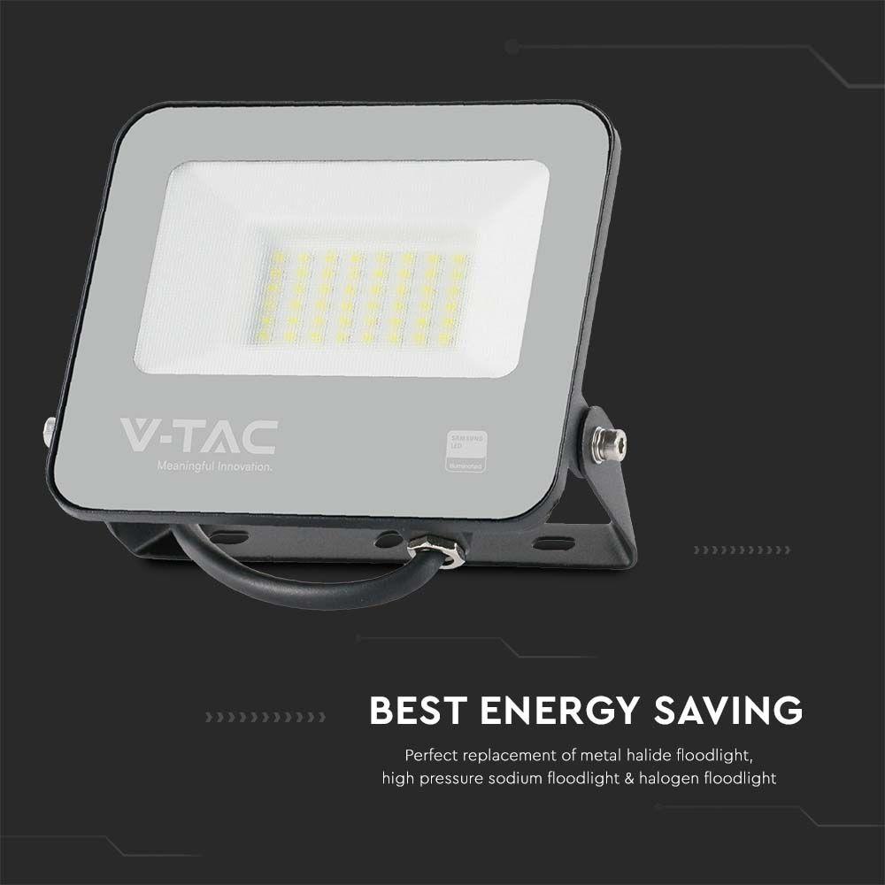 VT-4435 30W FLOODLIGHT 4000K BLACK BODY GREY GLASS 185LM/W