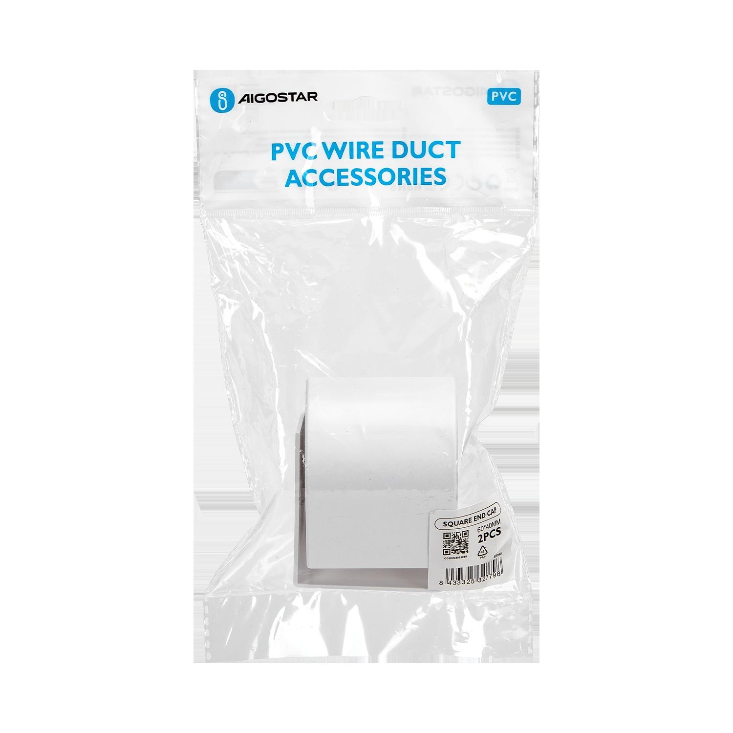 PVC Square Trunking End Cap White 60*40mm 4pcs