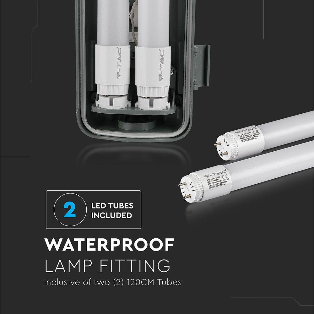 VT-15022 2x22W WATERPROOF FITTING 150CMX2 WITH LED TUBE 6400K IP65