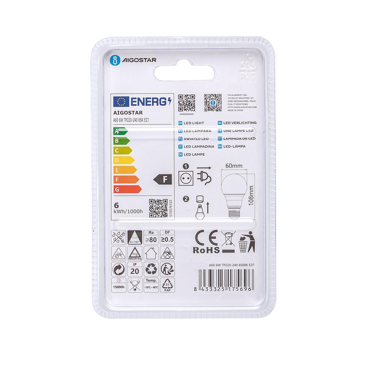 LED E27 6W A60 ( general bulb )