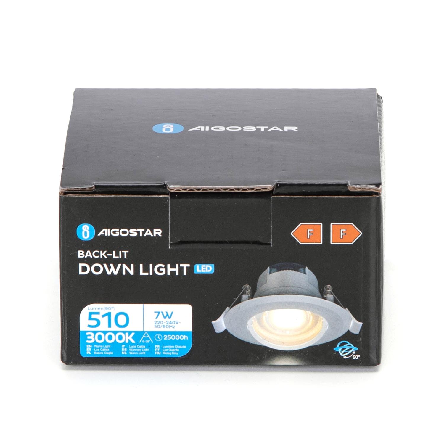 Podtynkowy okrągły downlight LED z regulowanym kątem 7W Żółte światło