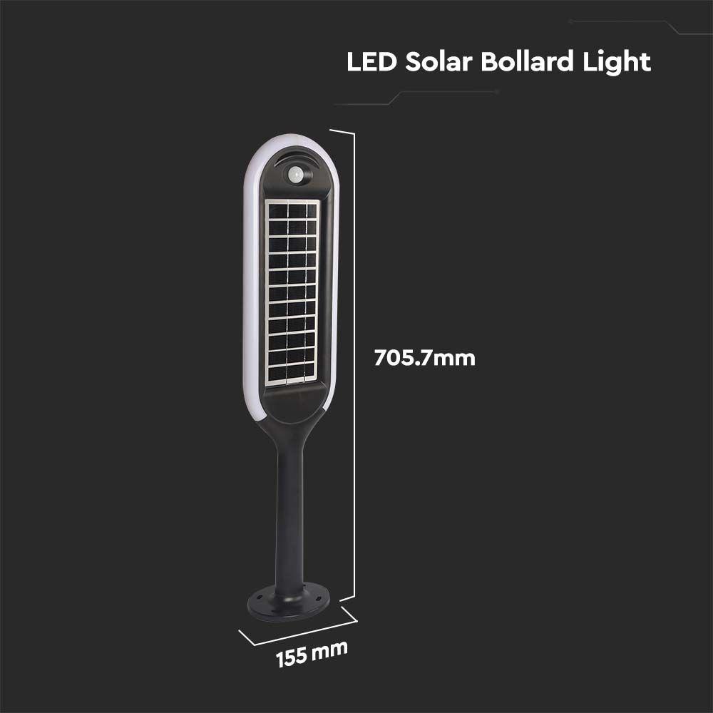 VT-945 5W LED SOLAR BOLLARD LIGHT 3000K WHITE+BLACK BODY