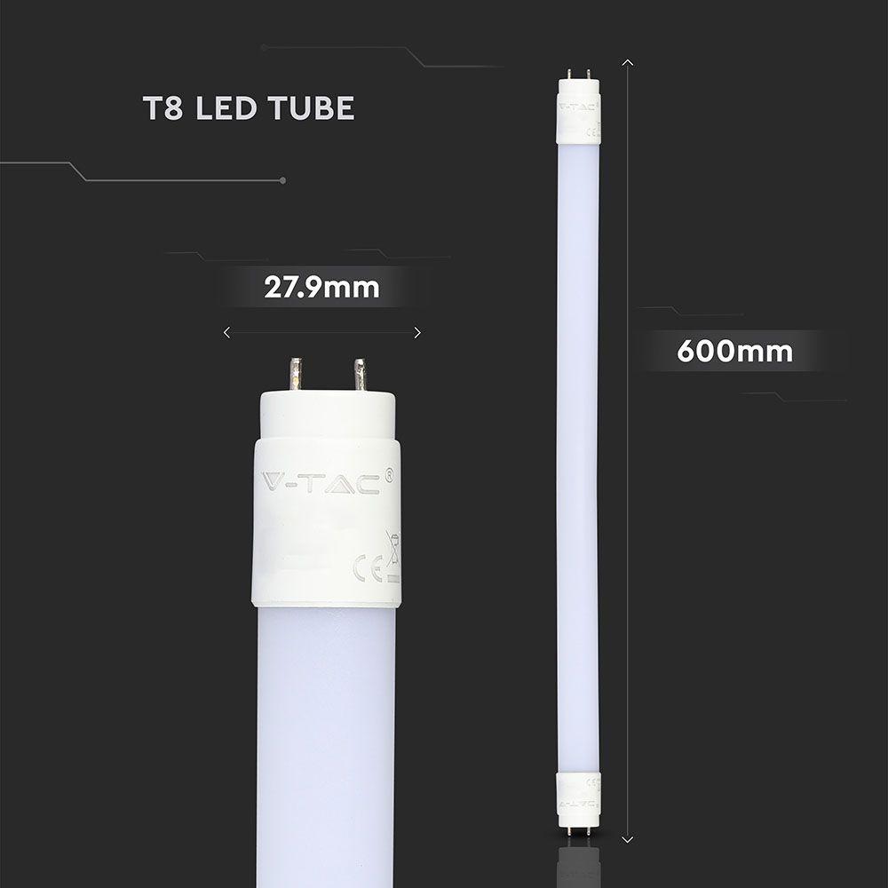 7W Świetlówki LED T8 60cm, Barwa:6400K, Trzonek:G13, Skuteczność 160lm/W, VTAC, SKU 6476