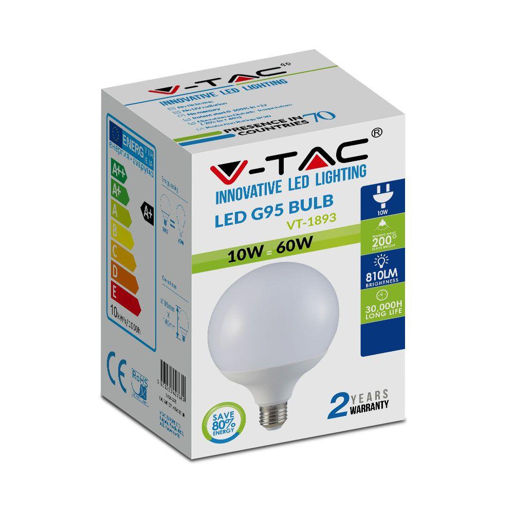 VT-1893 10W G95 THERMAL PLASTIC LED BULB 3000K E27