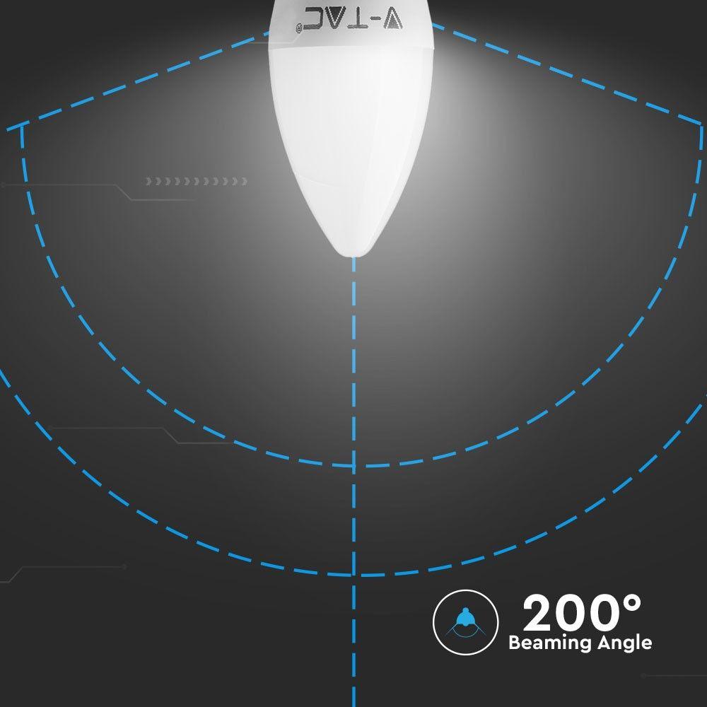 5.5W C35 Żarówka LED, Chip SAMSUNG, Barwa:6400K, Trzonek:B22, VTAC, SKU 20152