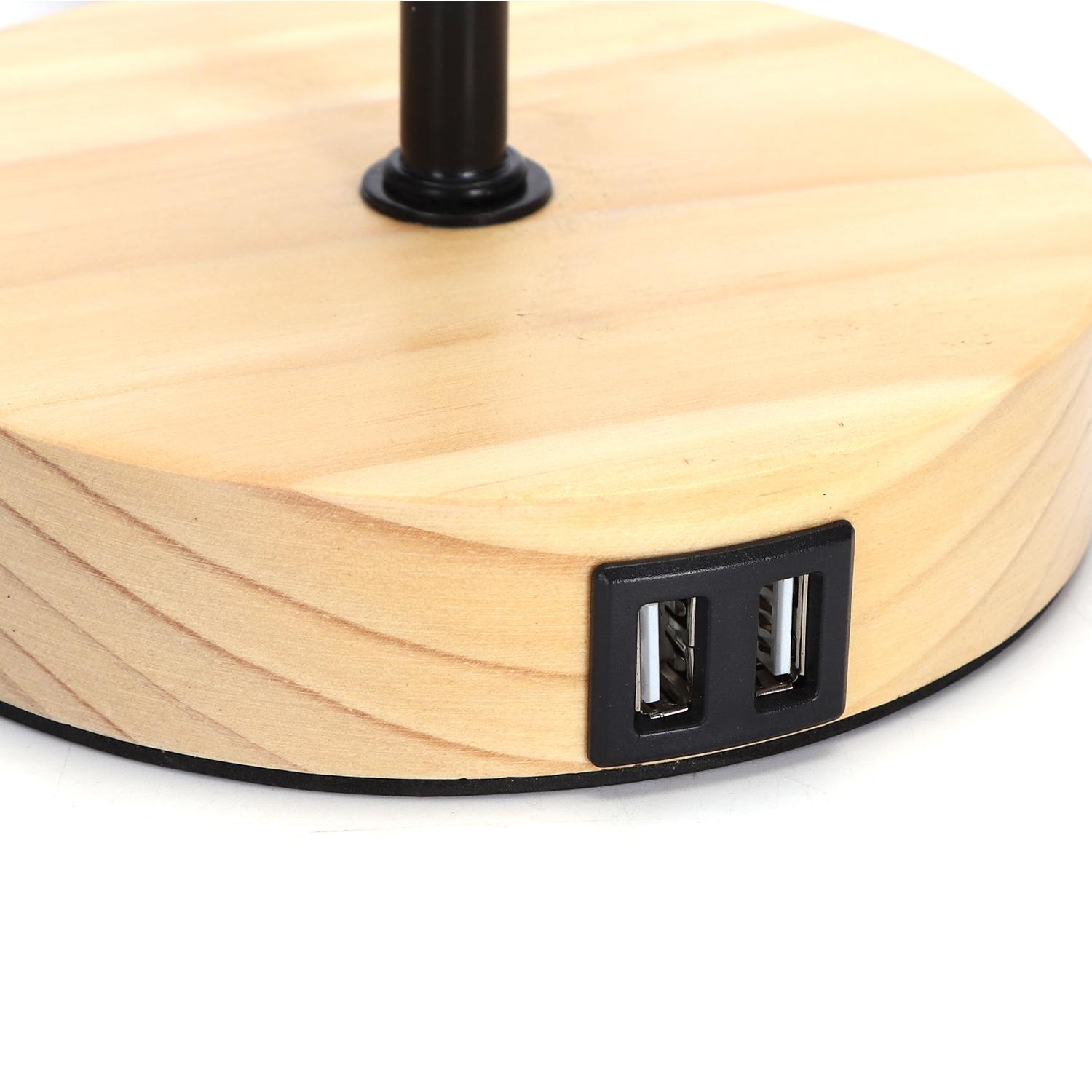 Wooden Table Lamp USB*2 (Without Light Source) E27