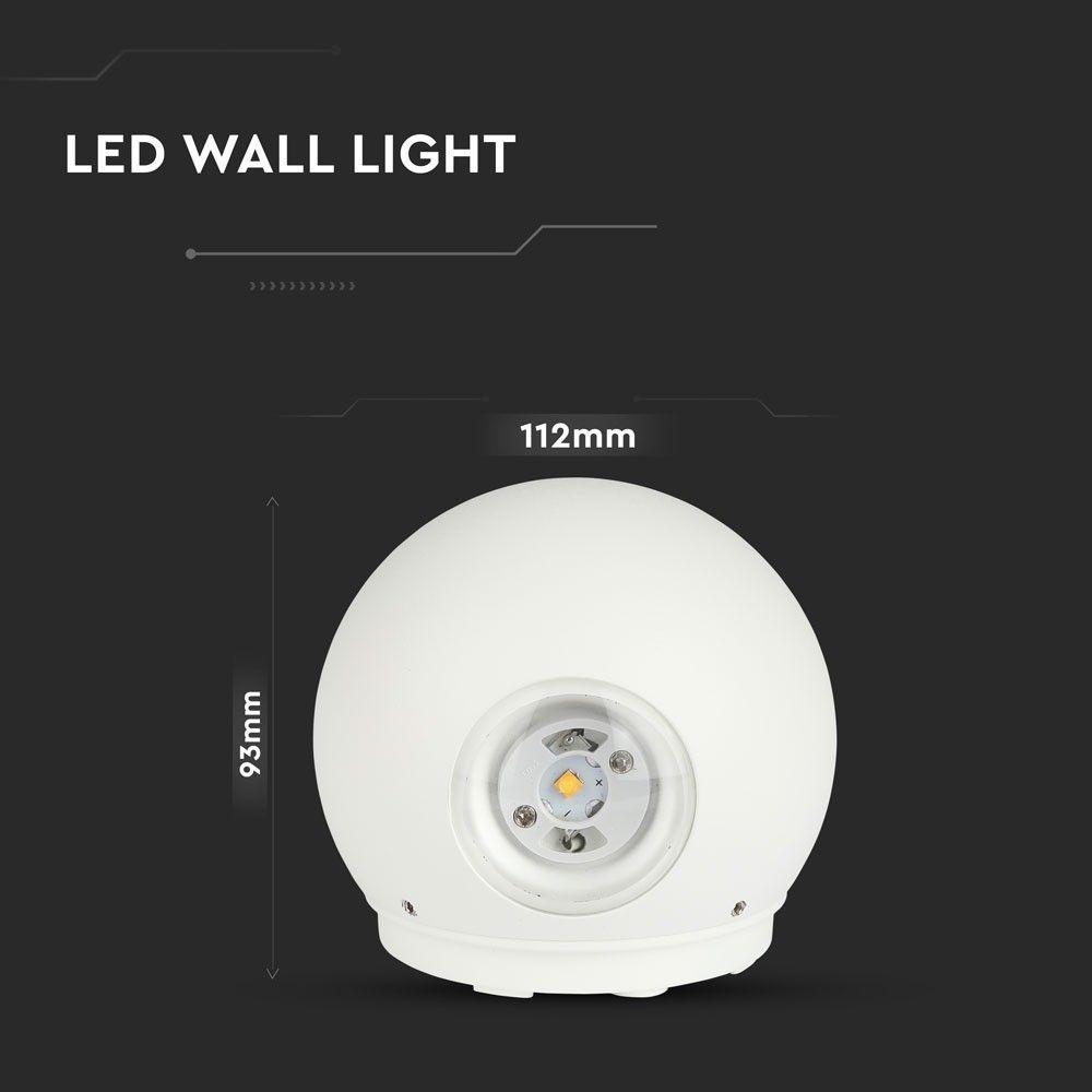 6W Lampa ścienna LED, Barwa:3000K, Obudowa: Biała, VTAC, SKU 8301