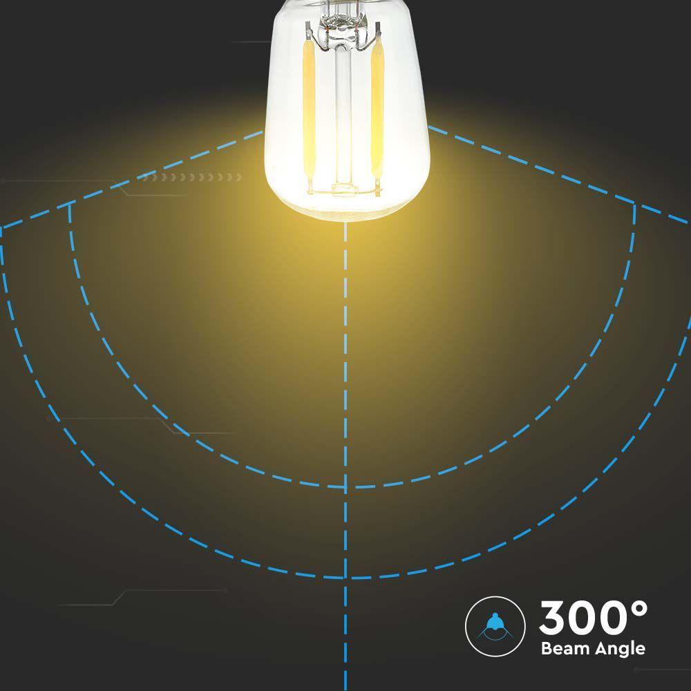 2W ST26 Żarówka LED Filament, Klosz Transparentny, Barwa:4000K, Trzonek:E14, VTAC, SKU 214445