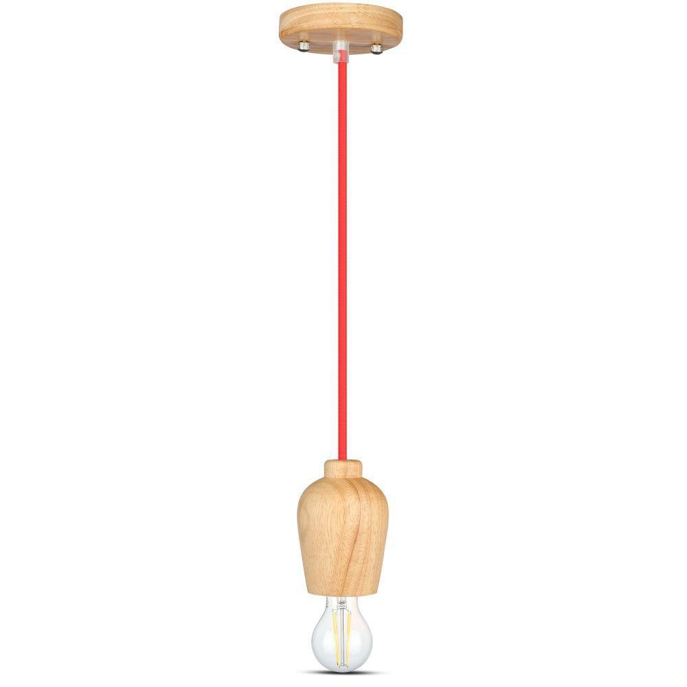 VT-7778 E27 WOODEN PENDANT LIGHT -RED WIRE