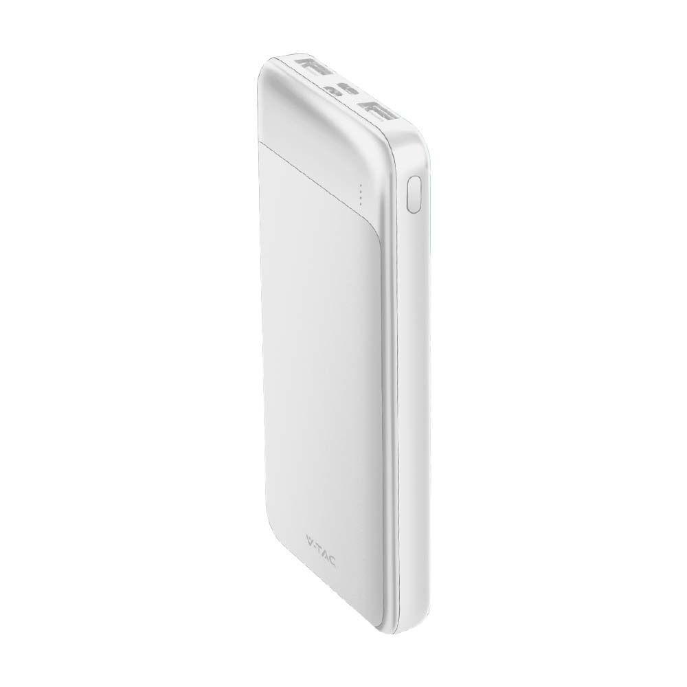 Power Bank 2xUSB + typ: C, Micro USB, Szybkie ładowanie, Litowo Polimerowy - 10000mAh, Biały, VTAC, SKU 7834