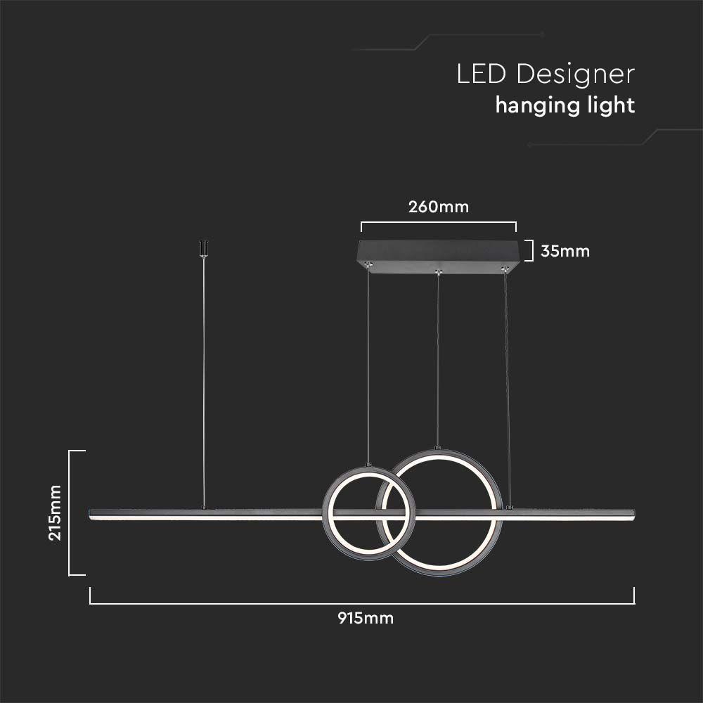 15W Lampa wisząca dekoracyjna LED 4000K, Kolor: Czarny      , VTAC, SKU 6935