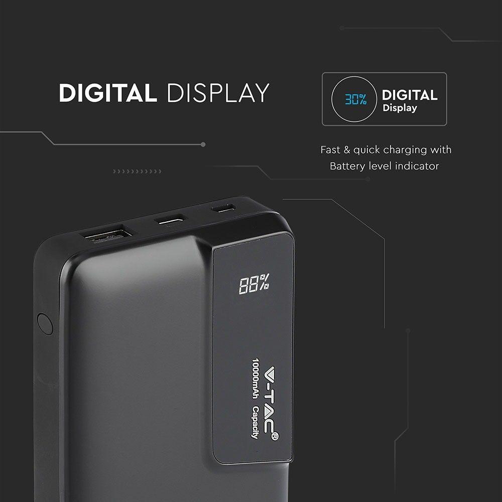 VT-3511 10000mah POWER BANK WITH DIGITAL DISPLAY & USB TYPE-C-BLACK