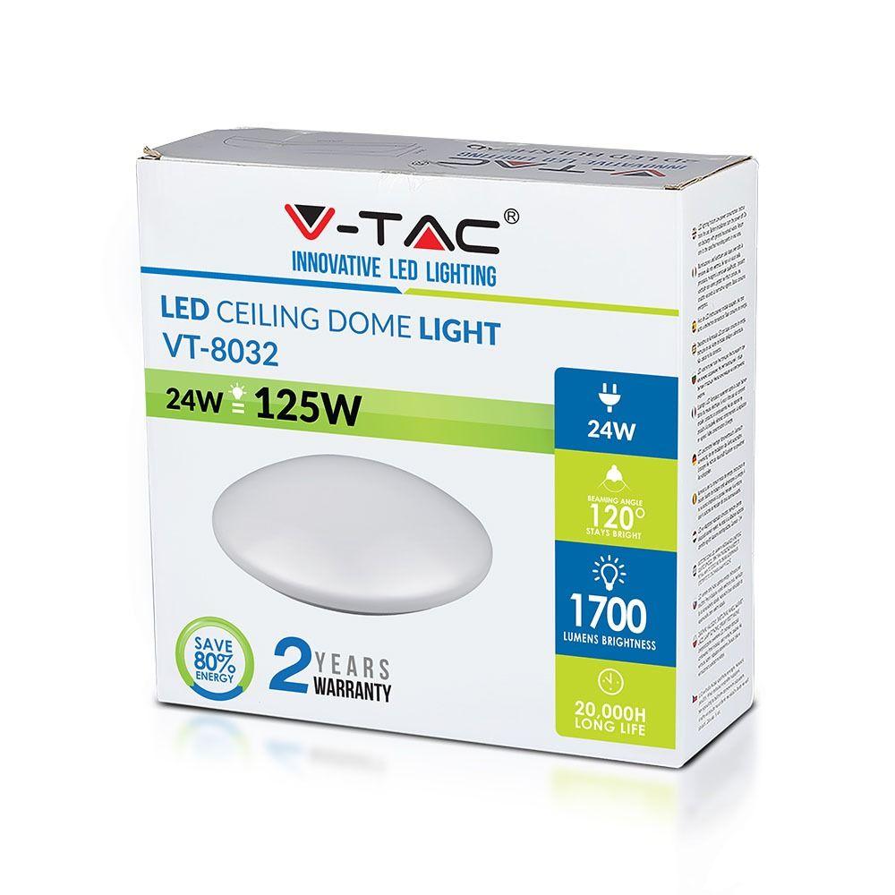 24W Plafon LED, Klosz: Mleczny, Barwa:3000K , VTAC, SKU 1415