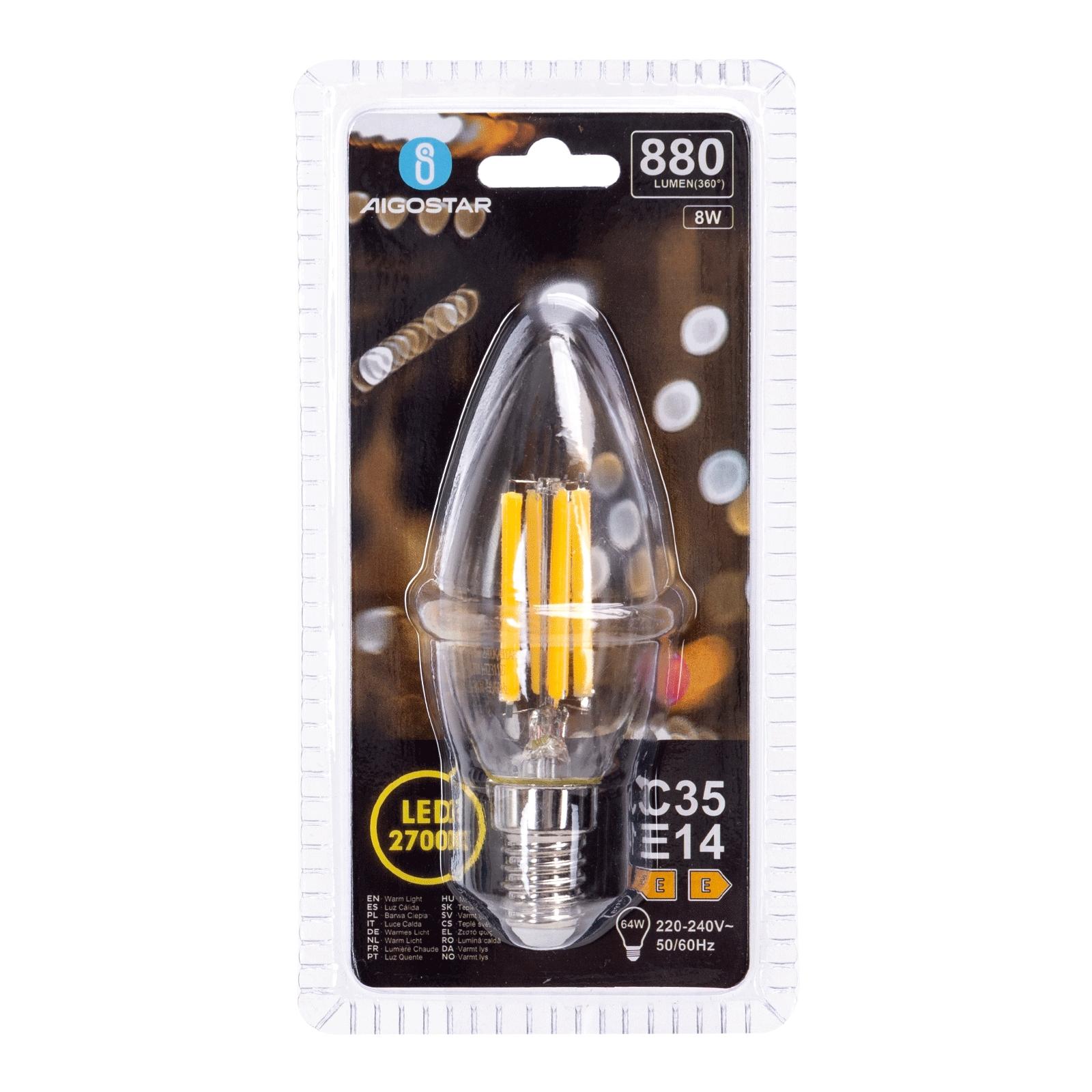 LED Filament Bulb (Clear) C35 E14 8W