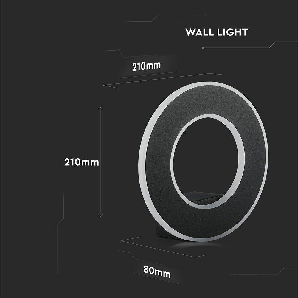 9W Lampa ścienna LED, Barwa:3000K, IP20, Obudowa: Czarna, VTAC, SKU 8227