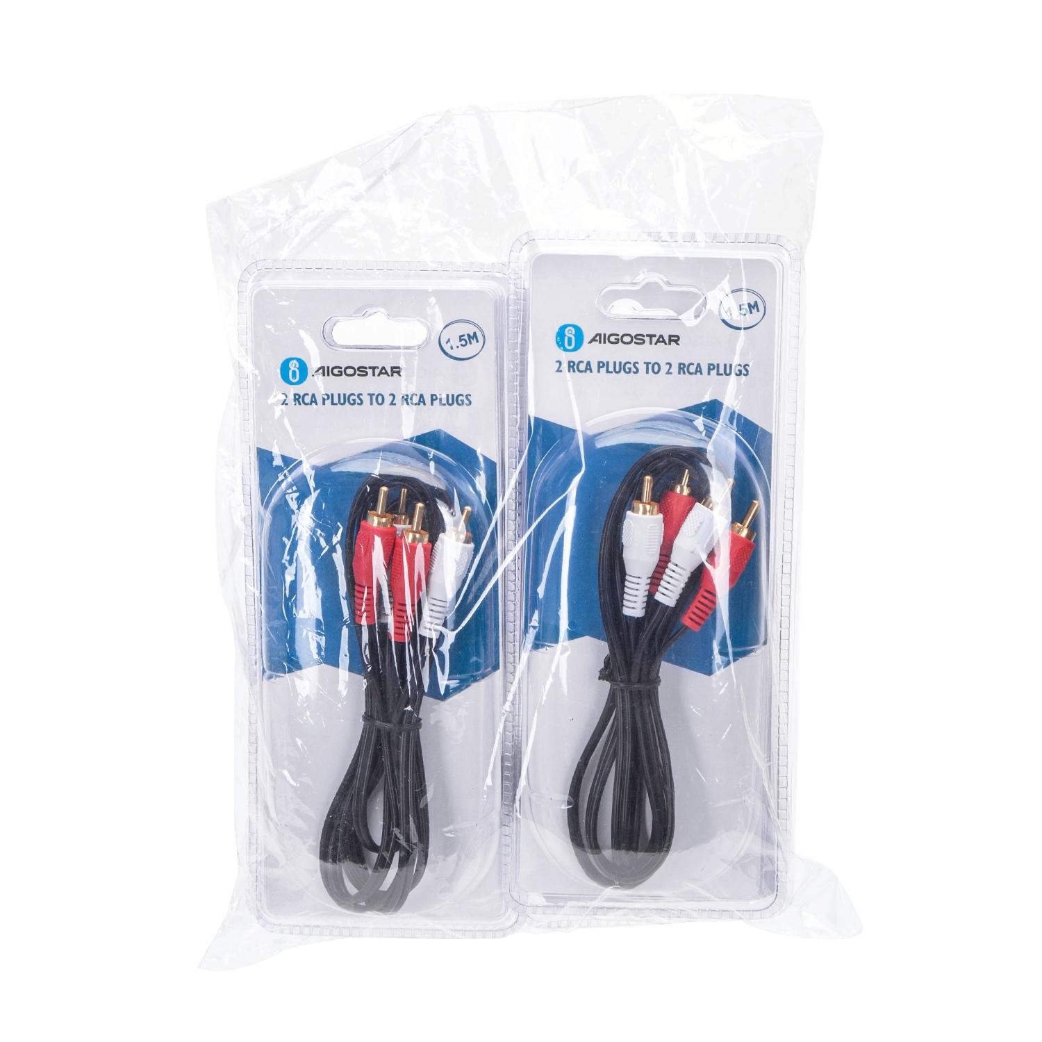 Audio Cable 2RCA Plugs to 2RCA Plugs 1.5m Black