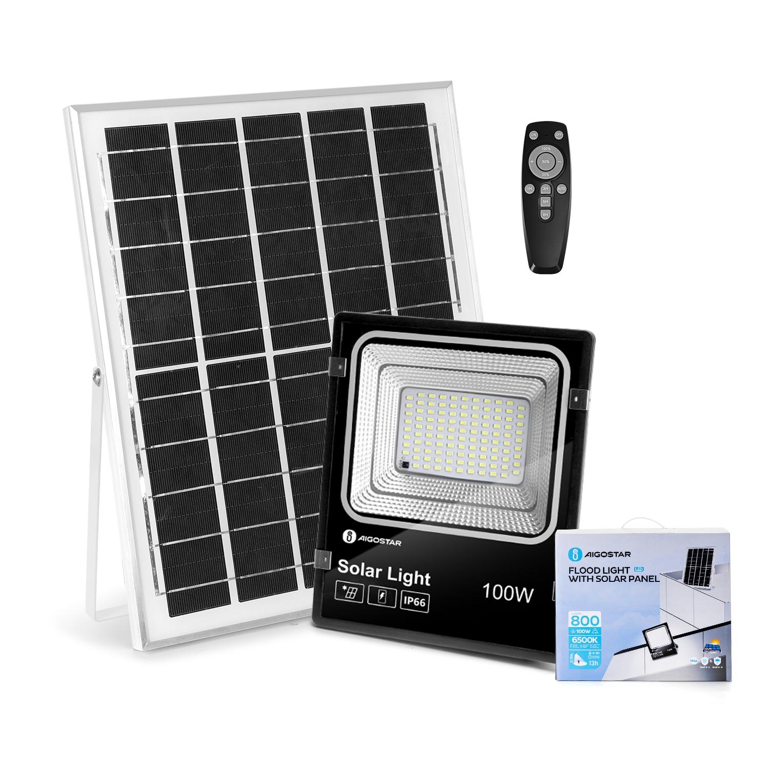 Naświetlacz solarny LED z panelem słonecznym 100W 1000lm 6500K IP66