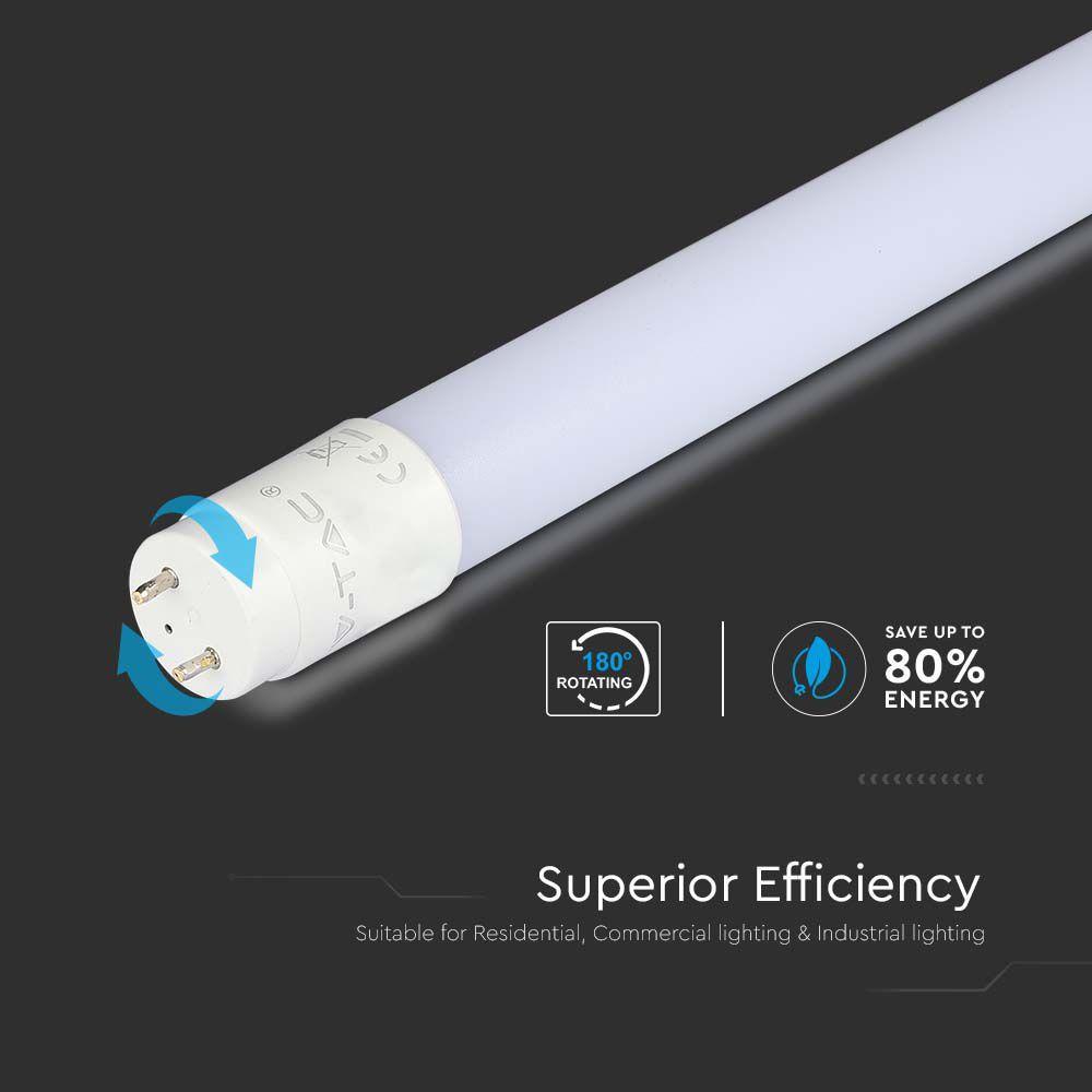 7.5W T8 Tuba LED plastikowa regulowana (60cm), Chip SAMSUNG, Barwa:4000K, HIGH LUMENS, VTAC, SKU 21686