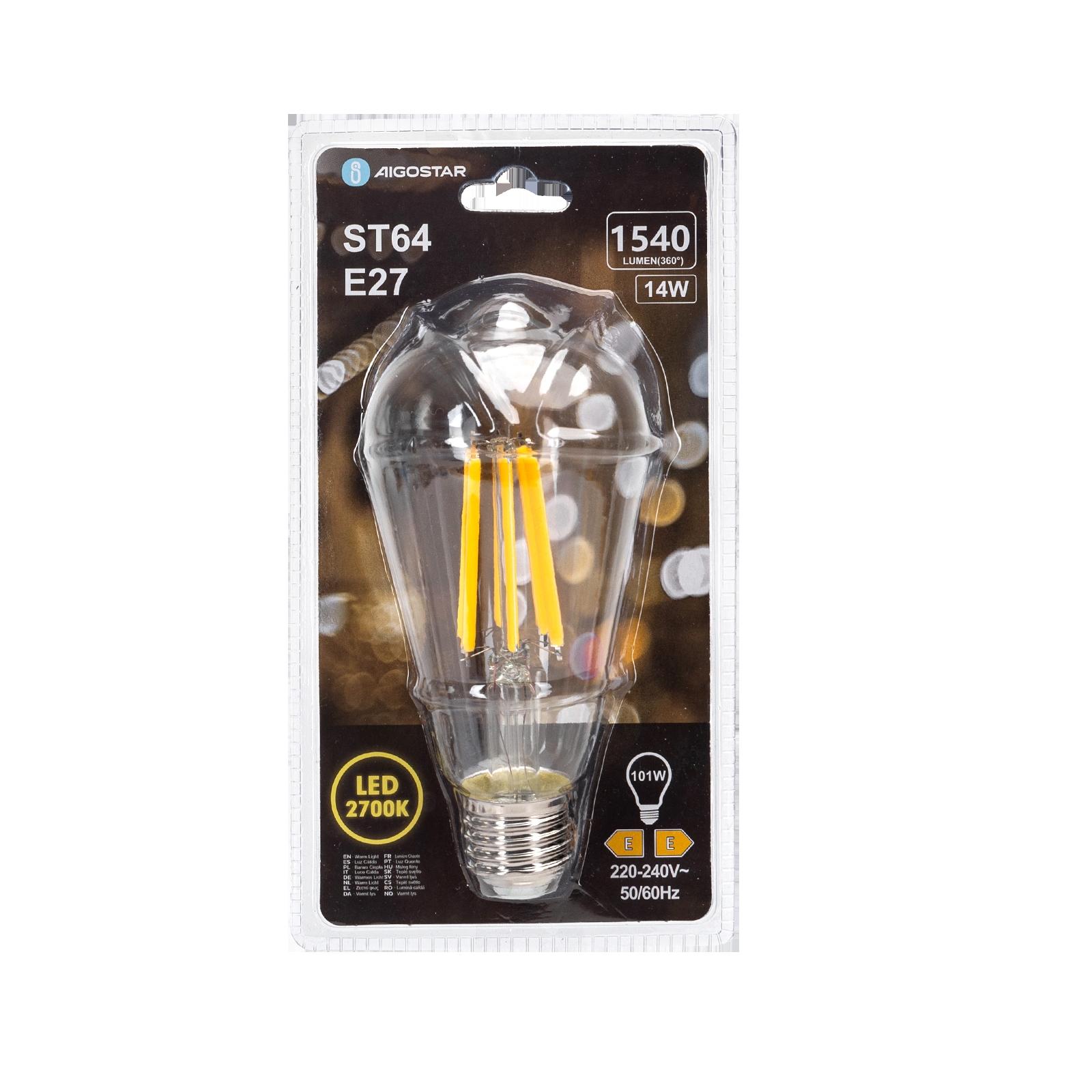 Żarówka LED Filament (Przezroczysta) ST64 E27 14W