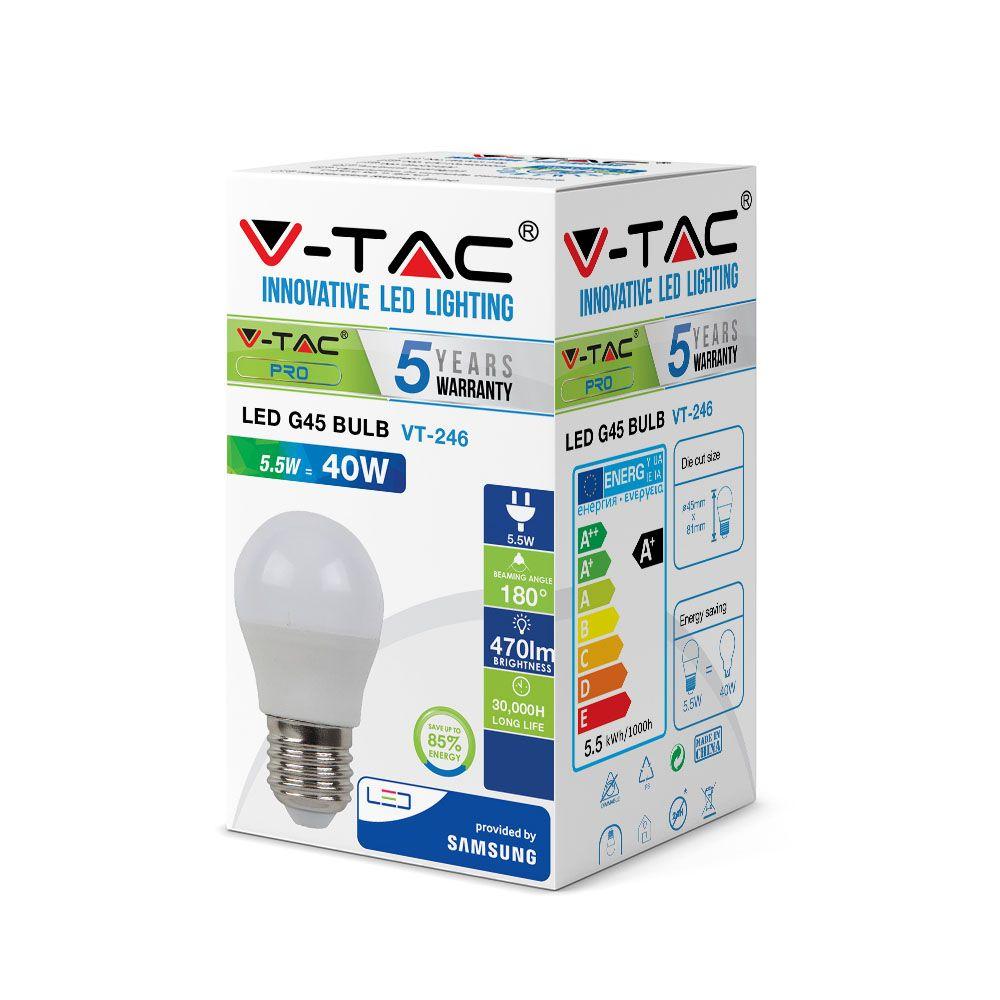 VT-246 5.5W G45 PLASTIC BULBS-SAMSUNG CHIP 4000K E27