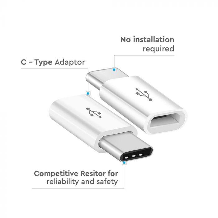 Adapter USB - typ: C , Biały, VTAC, SKU 8472