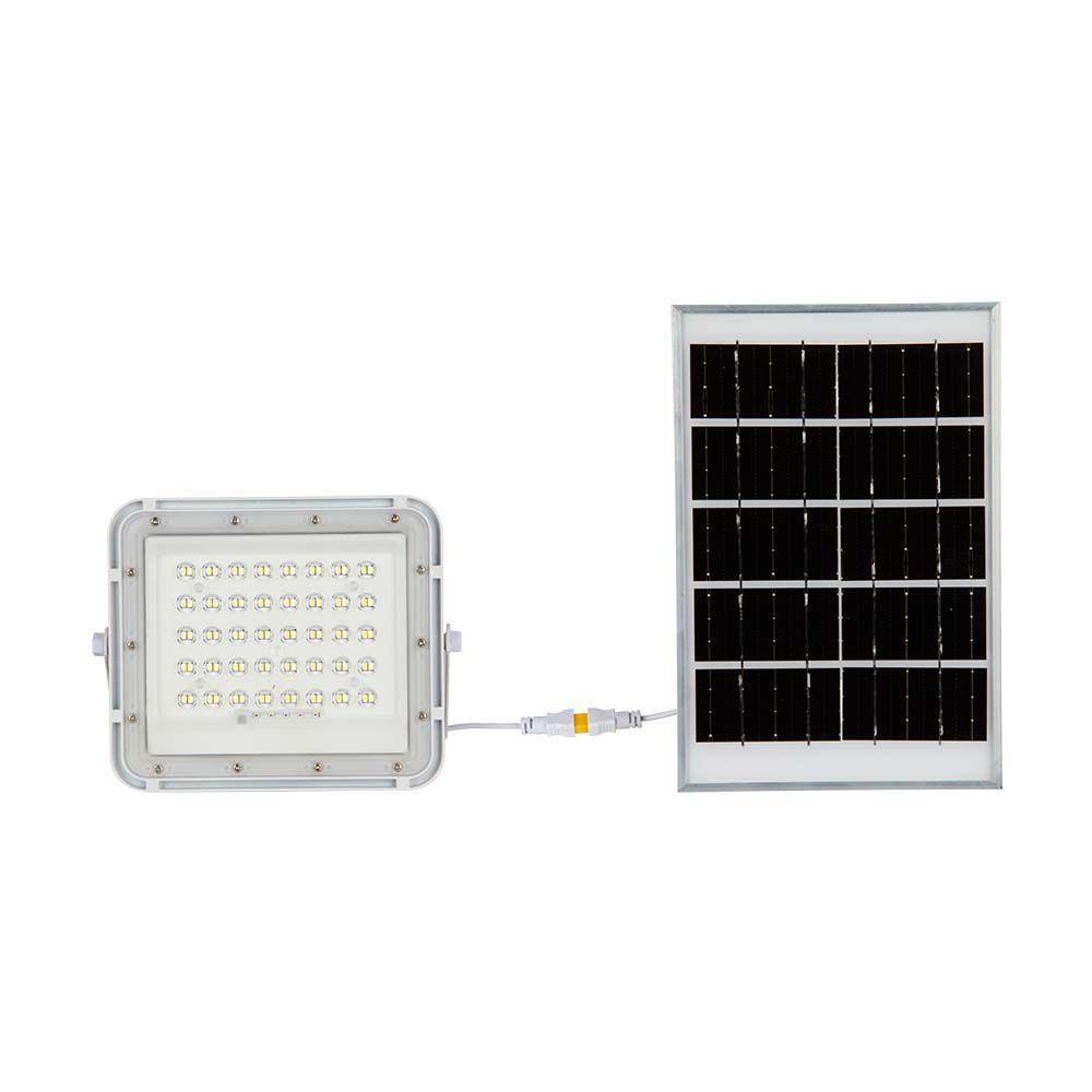 10W Solarny naświetlacz LED z czujnikiem zmierzchu, Panel z przewodem: 3m, Pilot, Bateria 6000mAh/ Barwa:4000K, Obudowa: Biała, VTAC, SKU 7842