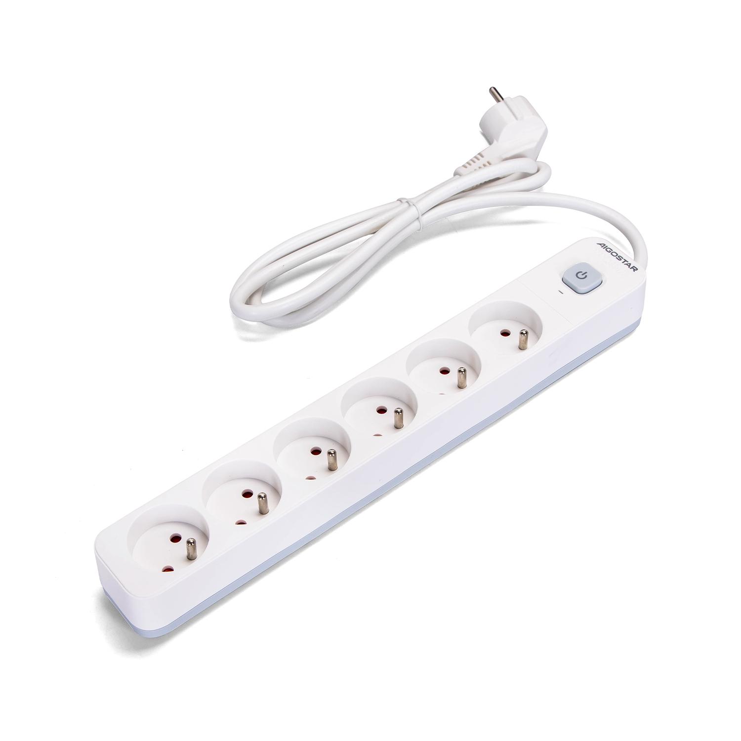 Power strips 6-way 1.5m H05VV-F 3G1.5m㎡ White and Gray